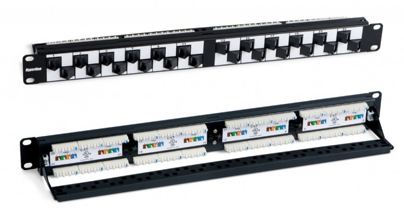 ����-������ 24 ����� RJ-45 � �������� �������, ��������� 5e , 19"